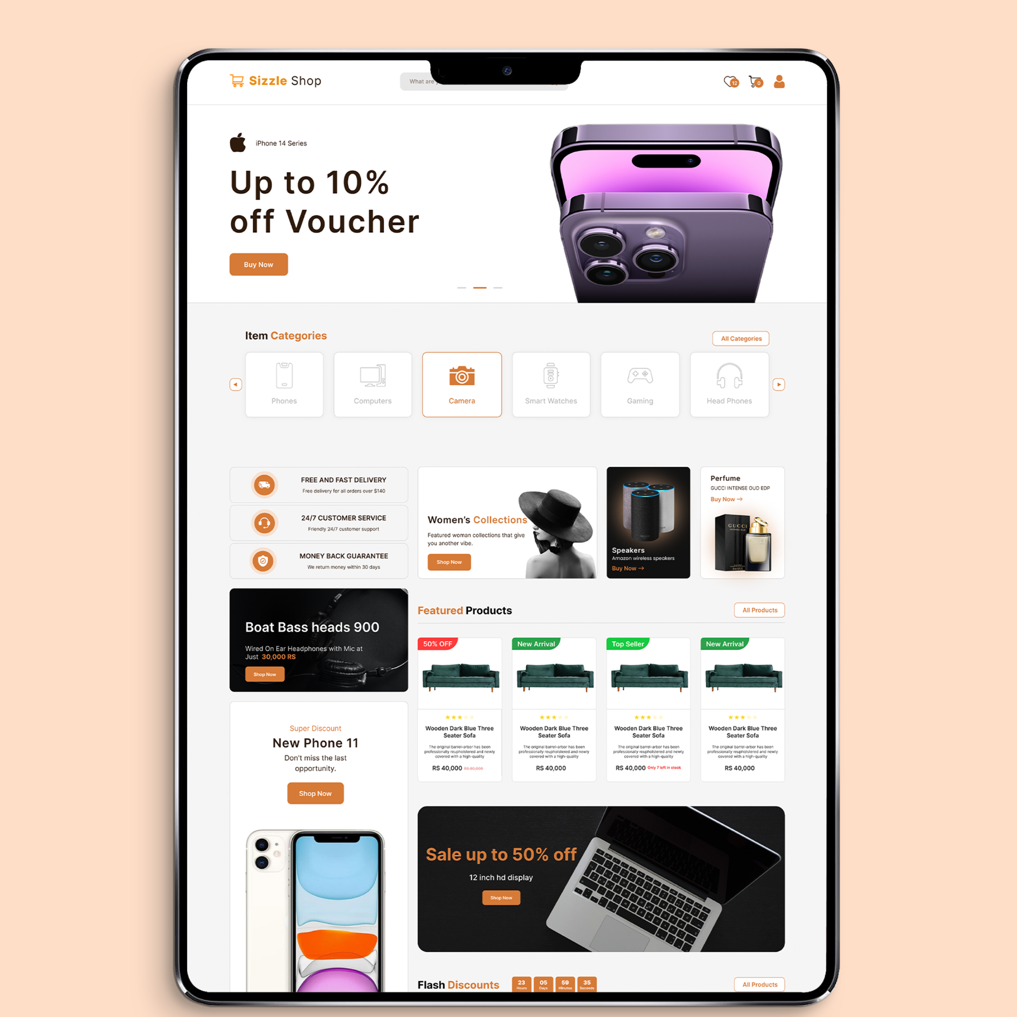 Sizzle Shop full homepage mockup
